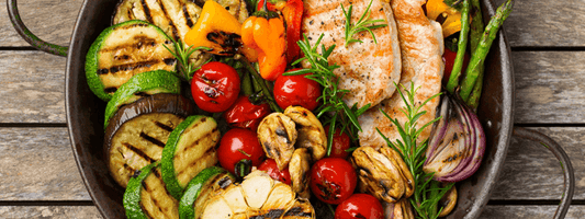 Chicken with Charred Veg and Crispy Salad